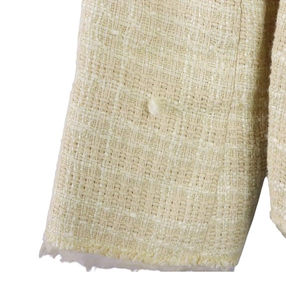 Gerard Darel Tweed Jacket Womens Size 36 Yellow Single Breasted 3 Button Fringe - Picture 7 of 9